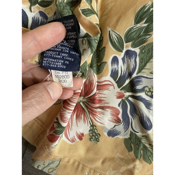 Tommy Hilfiger Hawaiian Shirt Mens Size XL Yellow Floral Short Sleeve Vintage - Picture 8 of 8